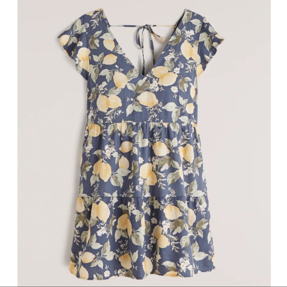 A&F • NWOT Blue Lemon Ruffle Sleeve Trapeze Mini Dress